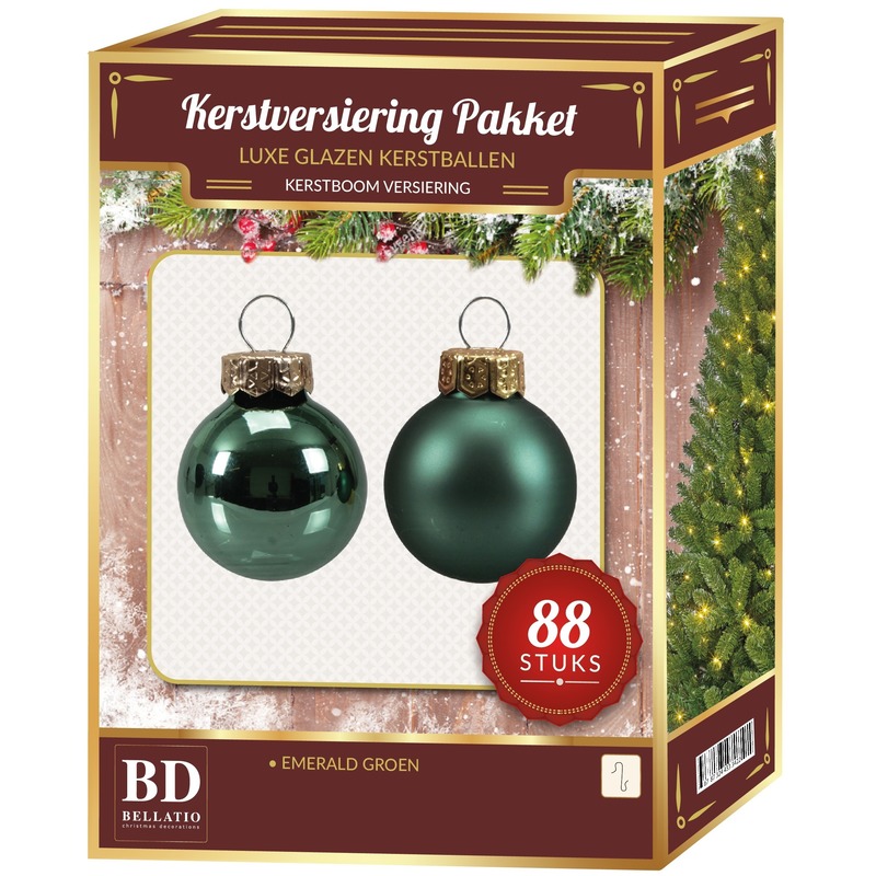 Emerald groen kerstballen pakket 88-delig Christmas Christmas Emerald Greenlake Glass Top Merken Winkel